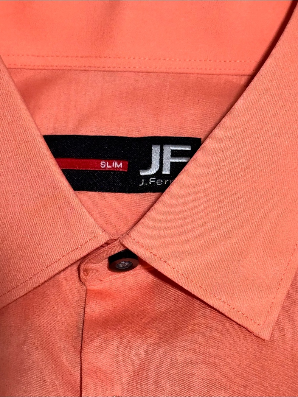 jf j.ferrar Men's Coral-Orange Long Sleeve Dress Shirt - Picture 3 of 5
